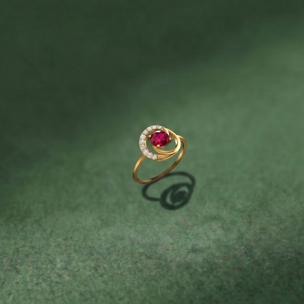 महिलाओं के लिए 18K गोल्ड और डायमंड जेमस्टोन रिंग KRA10622