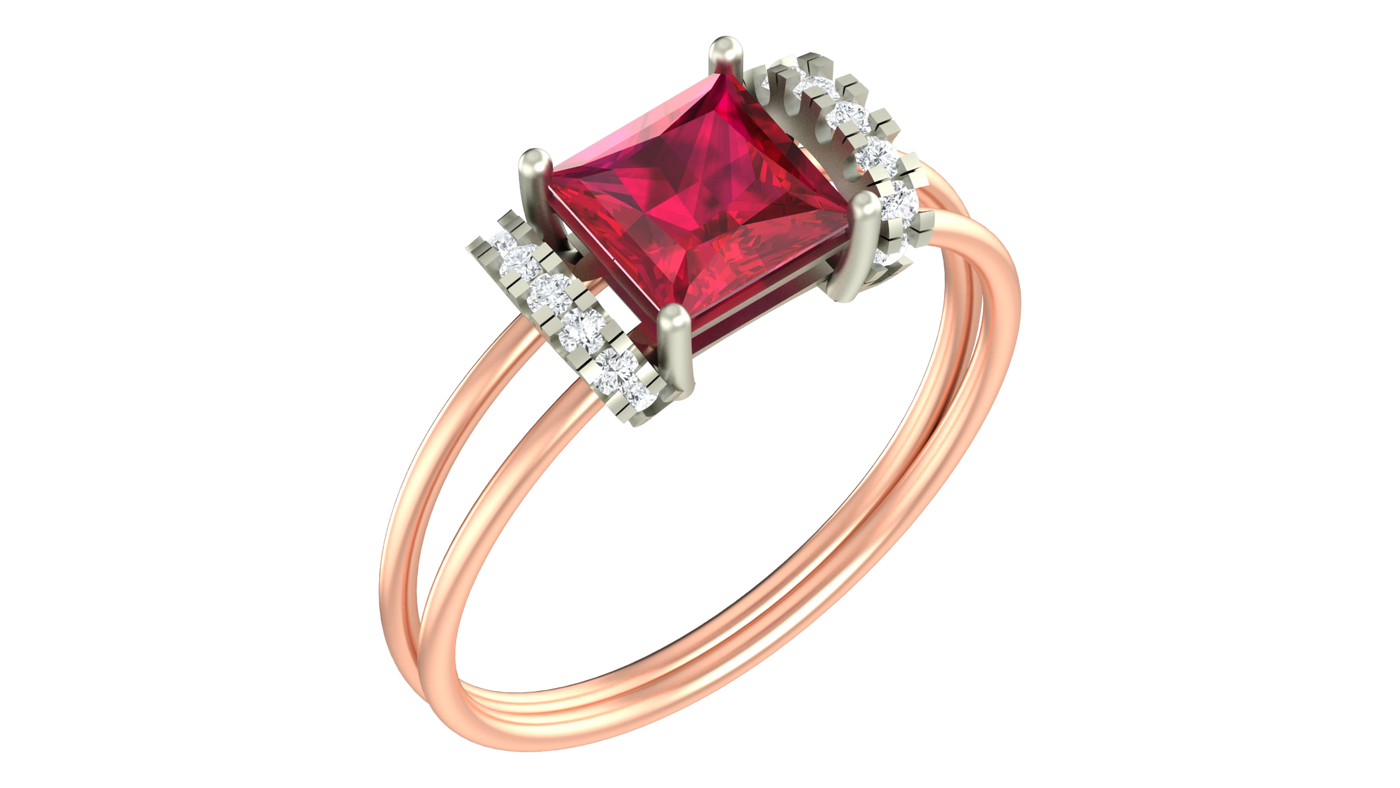 Gold & Diamond Gemstone Ring For Women KRC10316