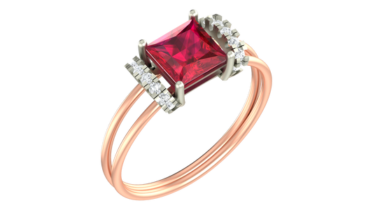 18K Gold & Diamond Gemstone Ring For Women KRA10631