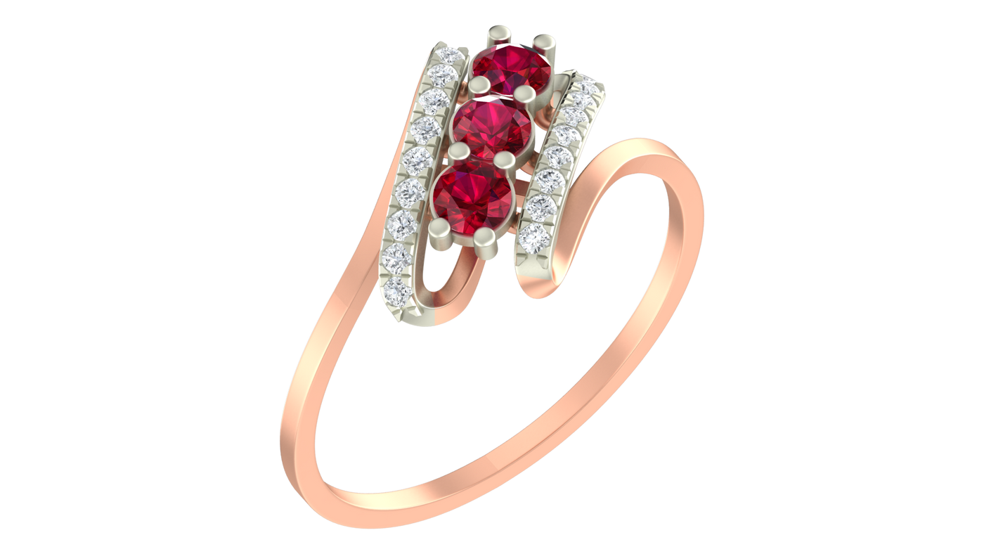 Gold & Diamond Gemstone Ring For Women KRC10654