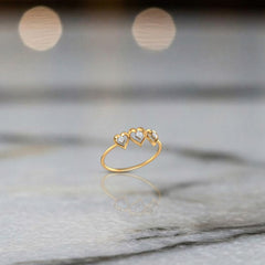 Gold & Diamond Heart-Shaped Ring For Women KRC10655