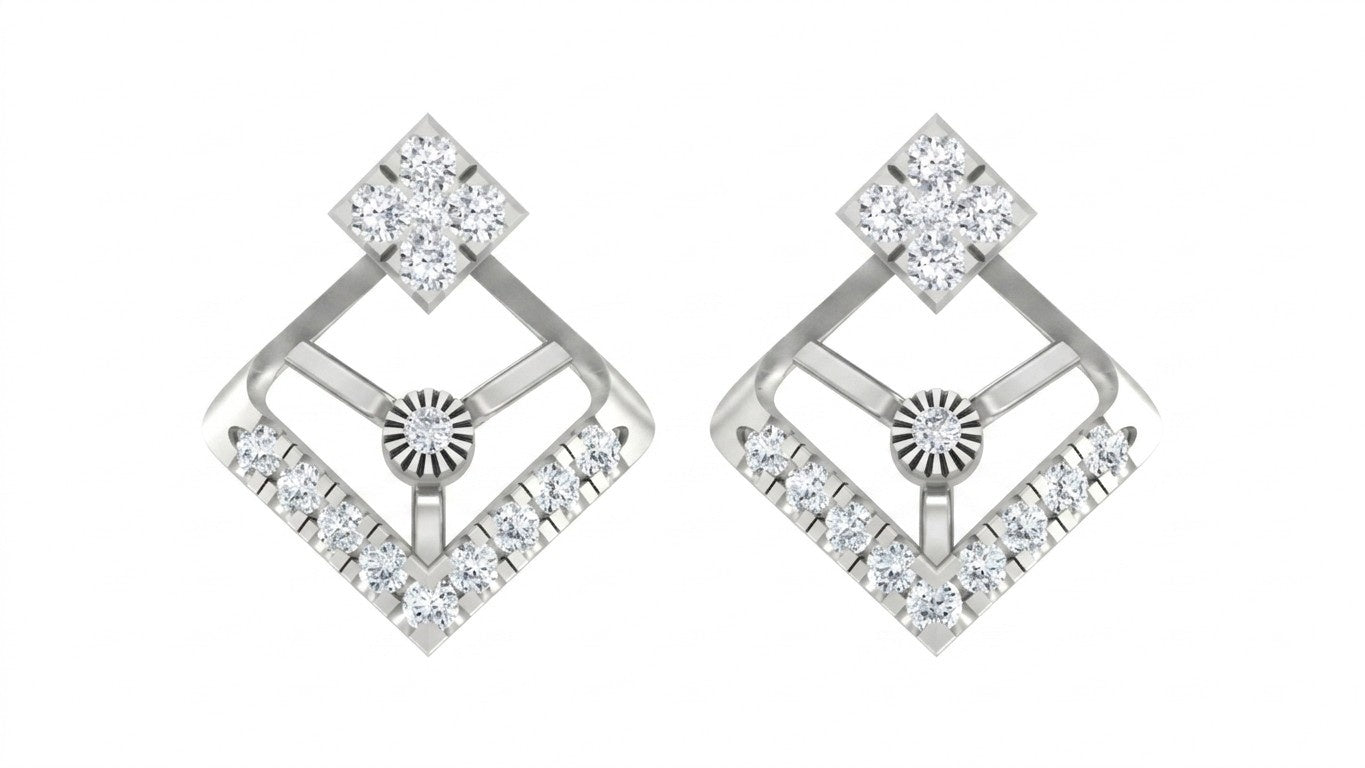 Pair of white gold and diamond stud earrings.