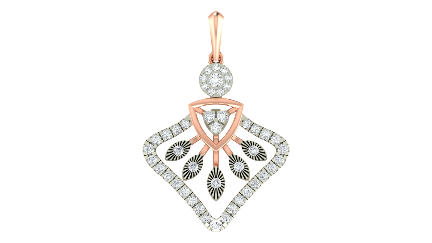 Contemporary Gold & Diamond Floral Pendant Set KRC40753