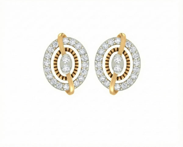 Gold & Diamond Round-Shaped Women Stud Earring KRC40736E