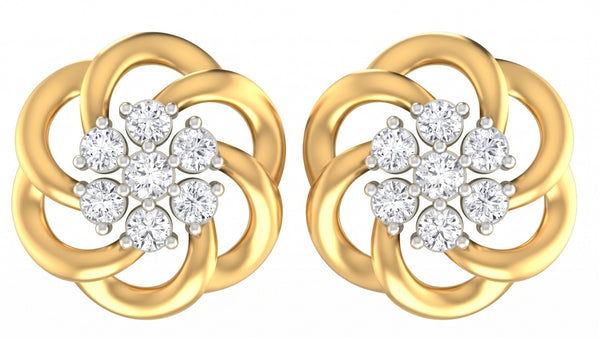 Gold & Diamond Floral Women Stud Earring KRC40078