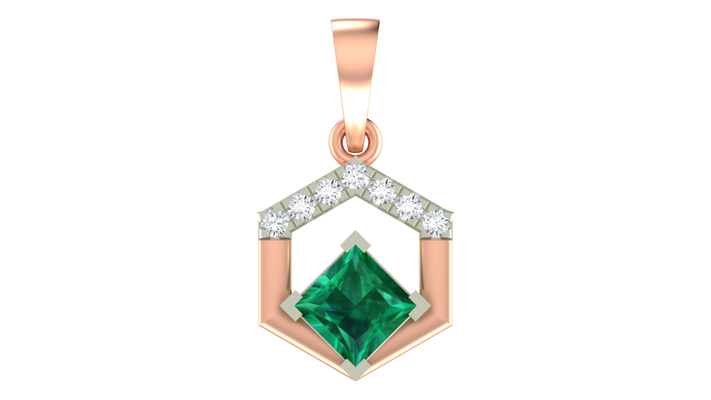 Gold & Diamond Gemstone Pendant Set KRC40606