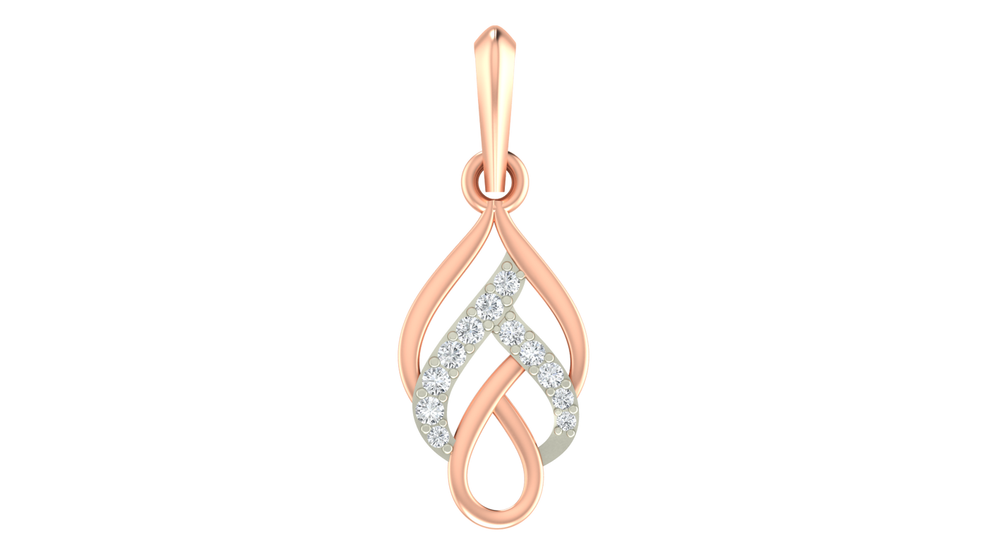 Rose gold and diamond pendant on a white background