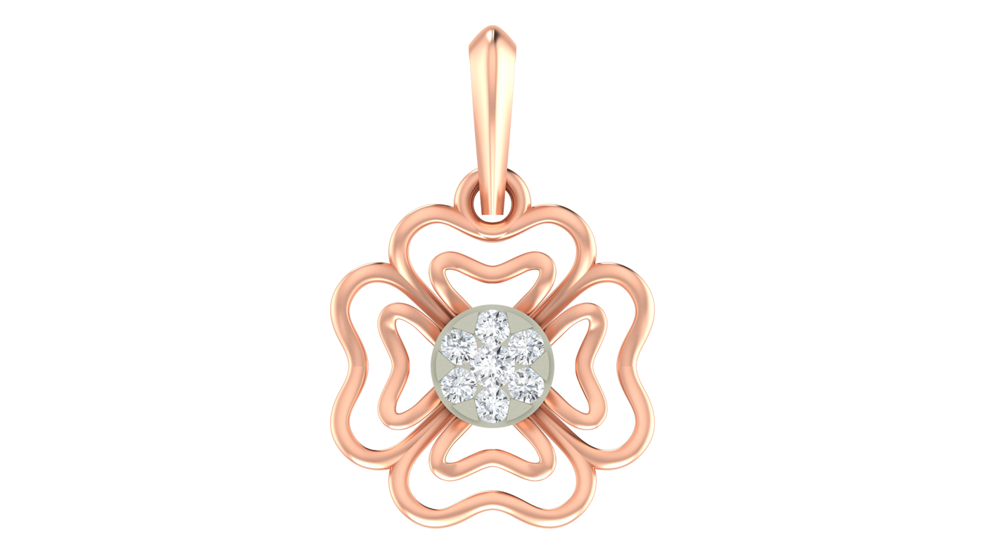 Gold & Diamond Floral Pendant Set KRC40582