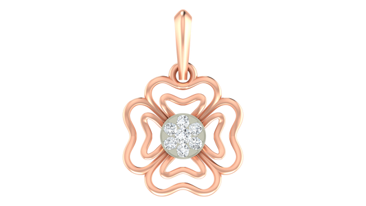 18K Gold & Diamond Floral Pendant Set KRA40133P