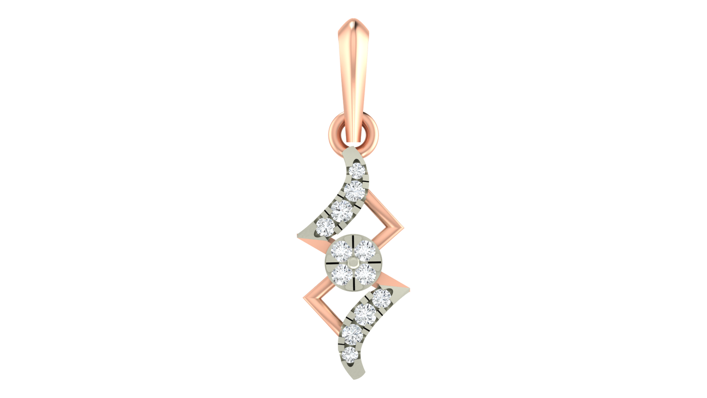 Gold & Diamond Vertical Wave Pendant Set KRC40567