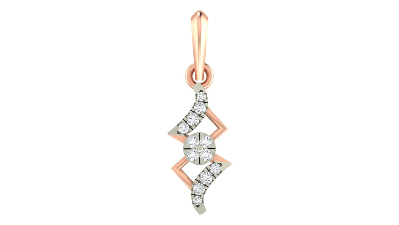Rose gold and diamond pendant on a white background