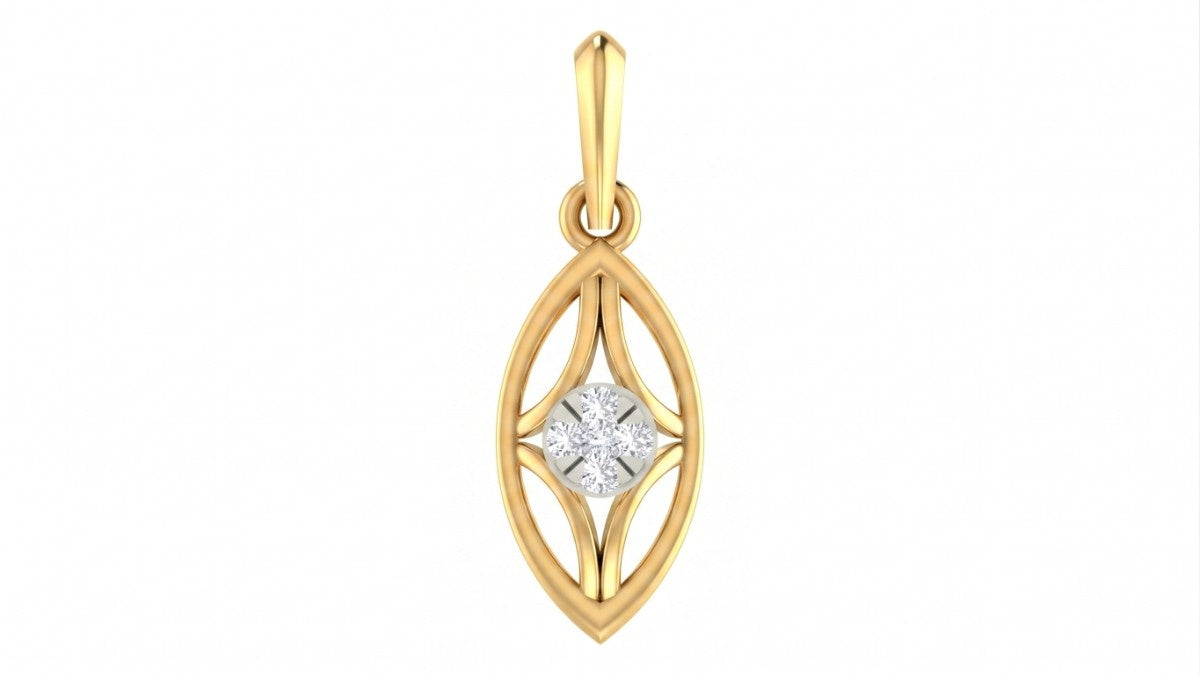 Gold pendant with diamond cutout on a white background
