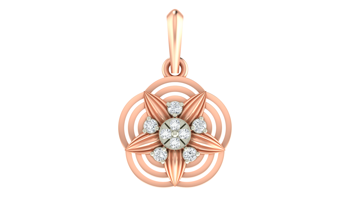Gold & Diamond Floral Pendant Set KRC40592