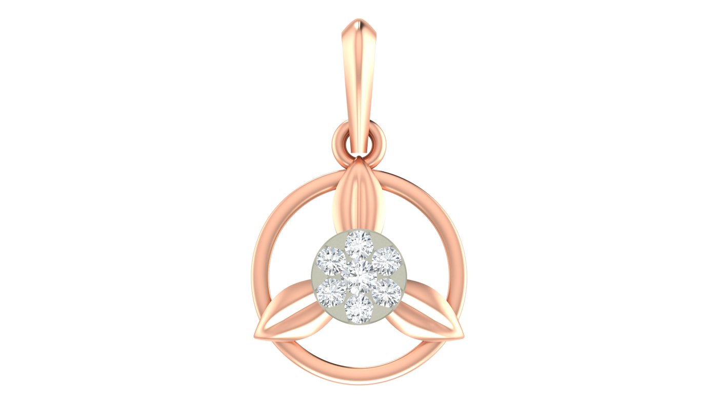 Gold & Diamond Floral Pendant Set KRC40598