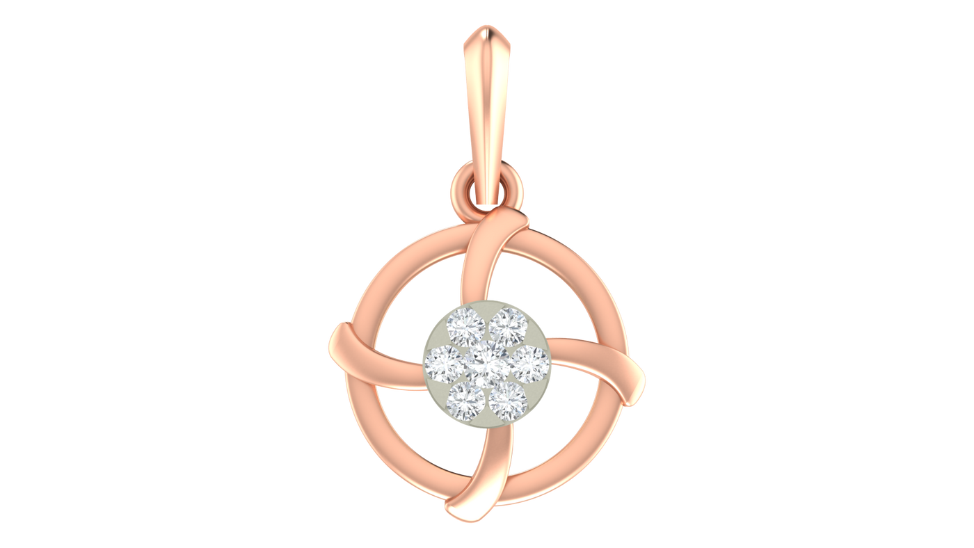 Gold & Diamond Floral Pendant Set KRC40594
