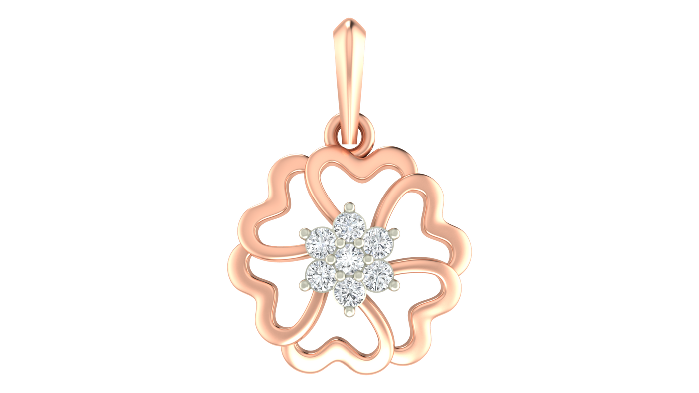 Gold & Diamond Floral Pendant Set KRC40602