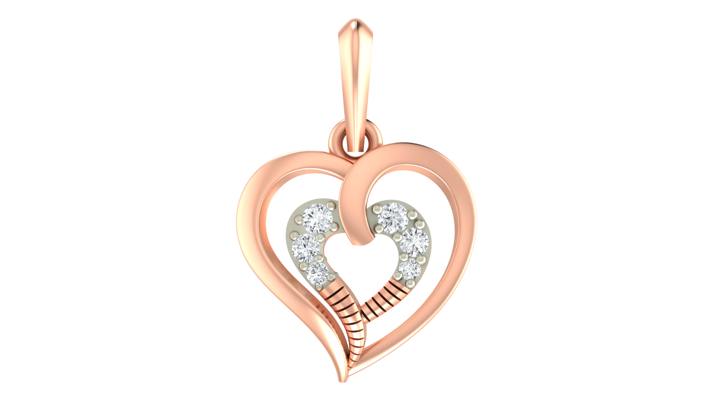 Gold & Diamond Heart Pendant Set KRC40573