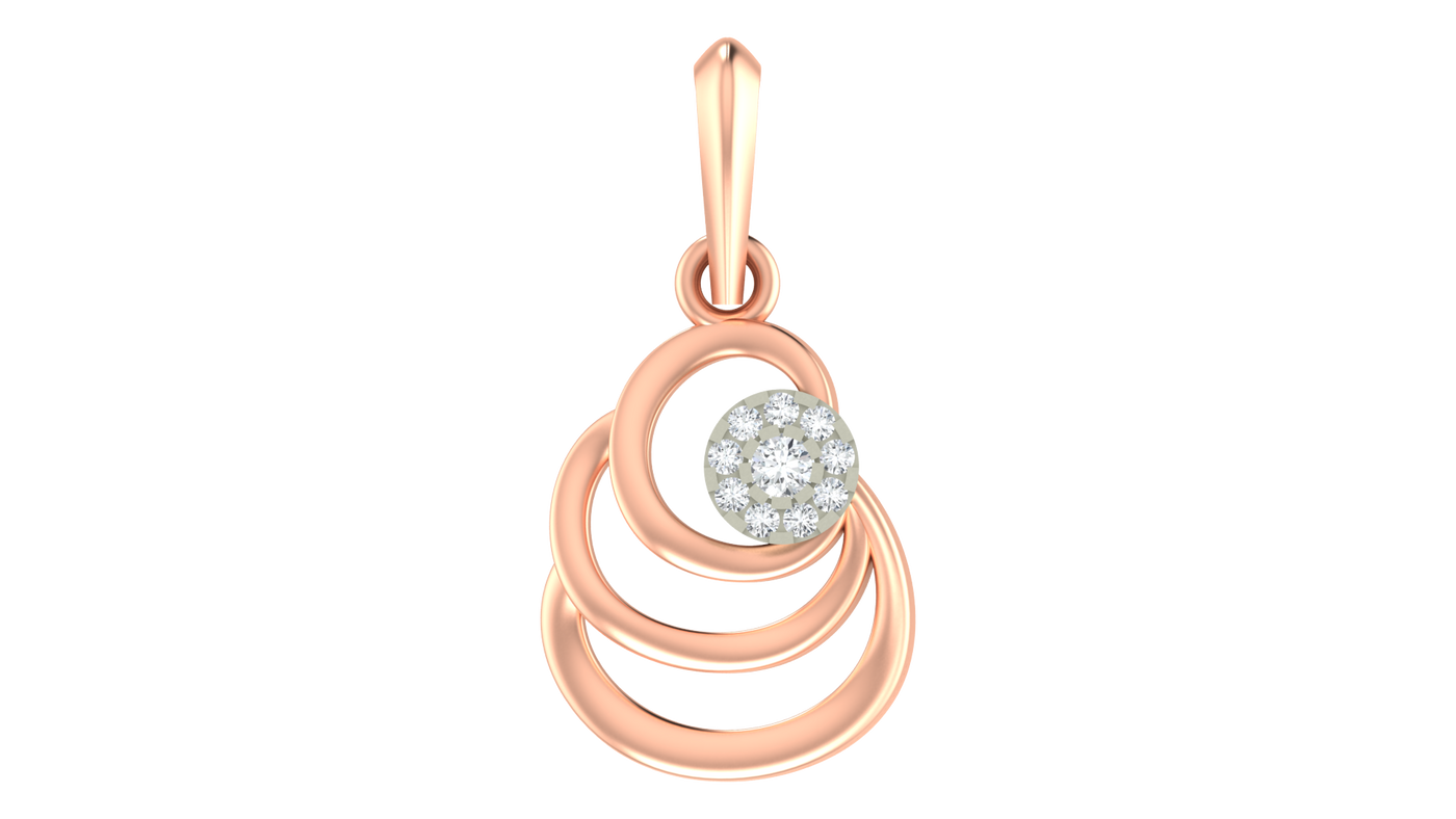 Gold & Diamond Spiral Pendant Set KRC40571
