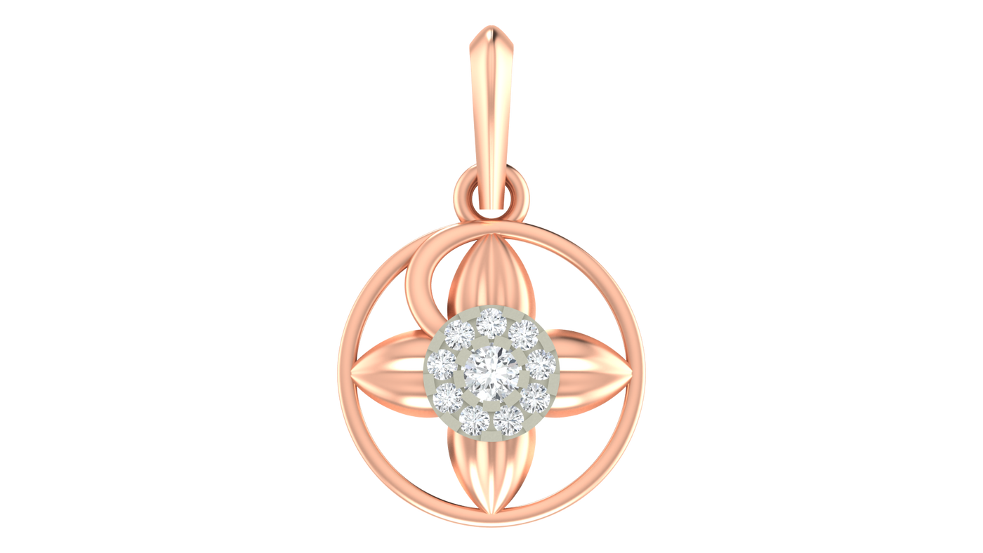 Gold & Diamond Floral Pendant Set KRC40585