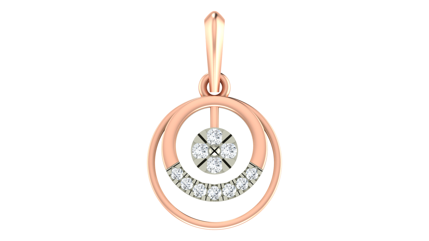 Minimal Gold & Diamond Round-Shaped Pendant Set KRC40596