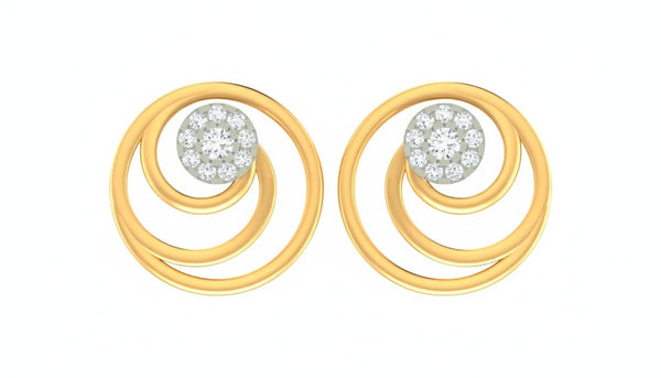 Gold & Diamond Round-Shaped Women Stud Earring KRC40094E