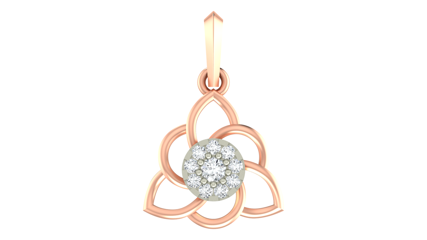 Gold & Diamond Floral Pendant Set KRC40603