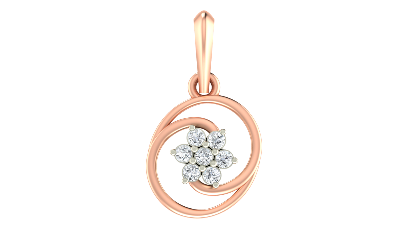 Gold & Diamond Floral Pendant Set KRC40587
