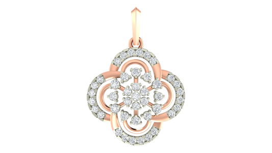 18K Gold & Diamond Floral Pendant Set KRA40170P