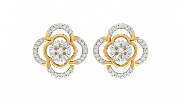 Gold & Diamond Floral Women Stud Earring KRC40752E