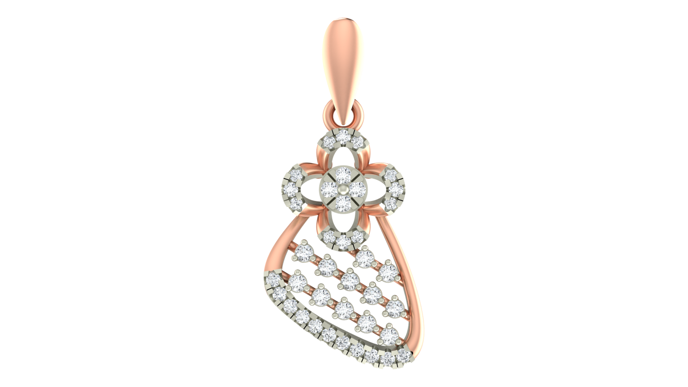 Gold & Diamond Floral Pendant Set KRC40711