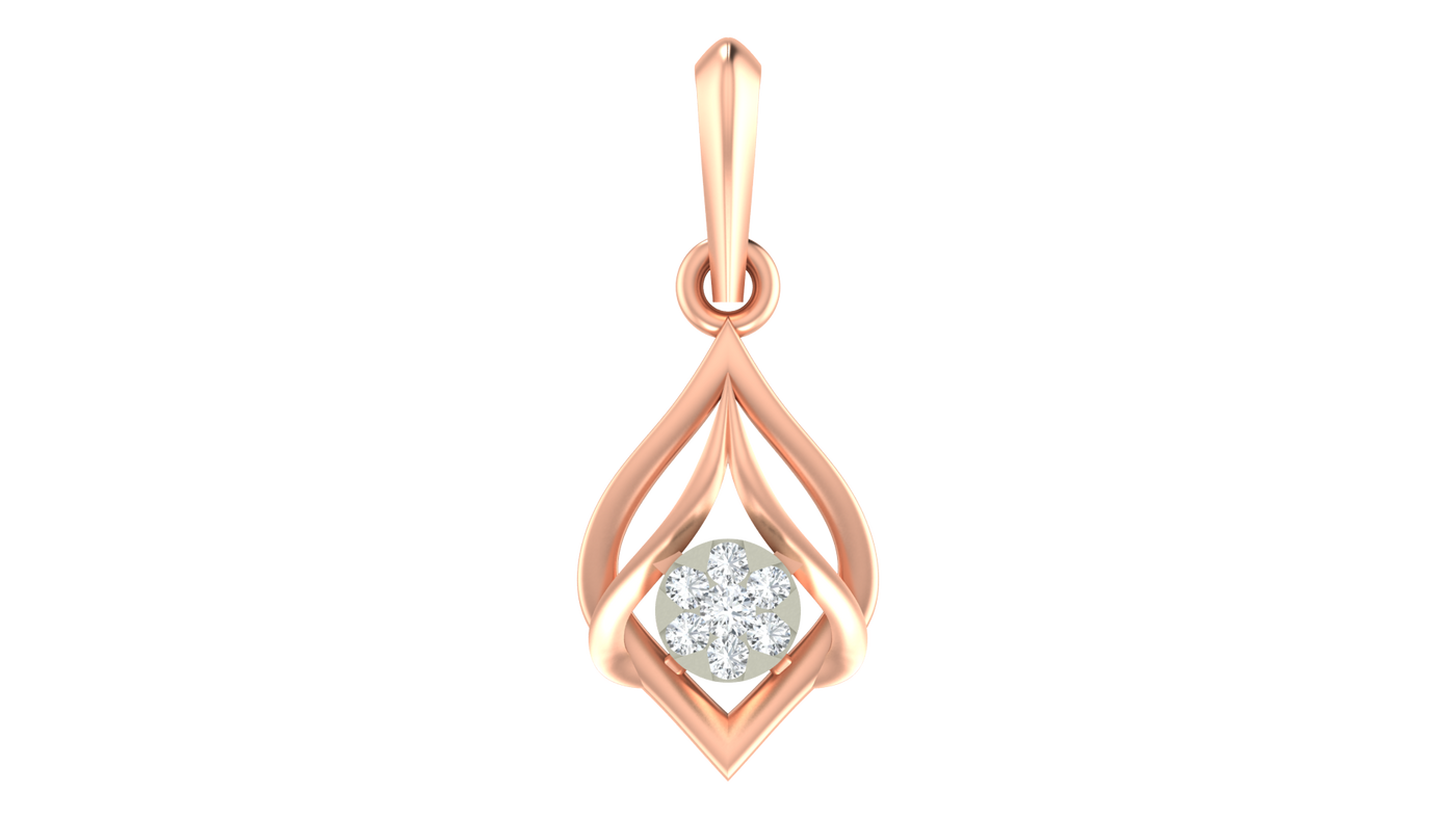 Rose gold pendant with a diamond on a white background