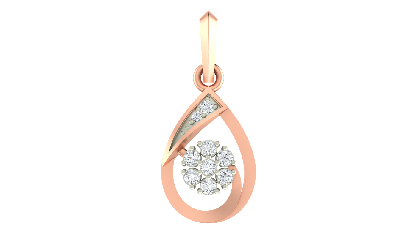 Gold & Diamond Floral Pendant Set KRC40591