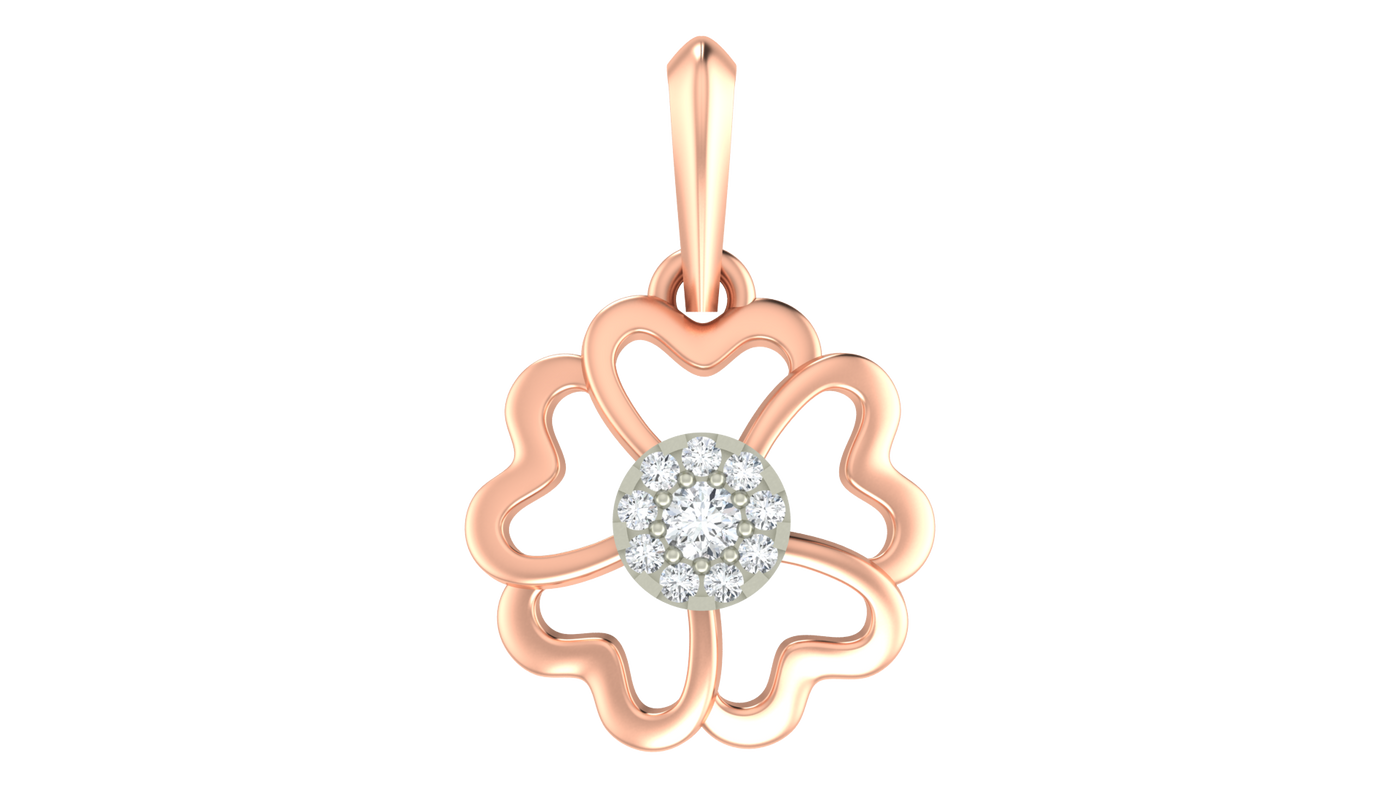 Gold & Diamond Floral Pendant Set KRC40575