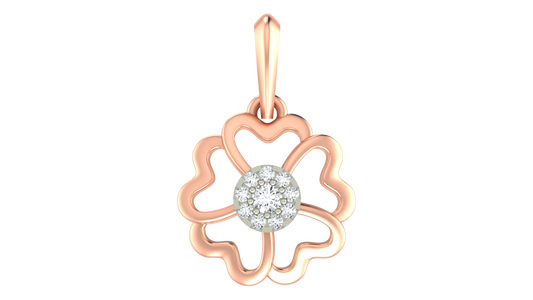 18K Gold & Diamond Floral Pendant Set KRA40180P