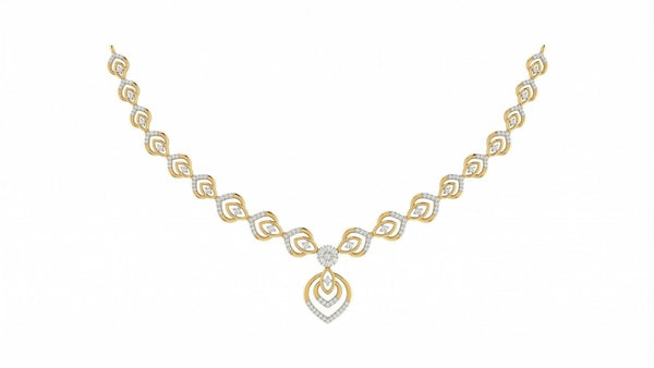 14K गोल्ड और डायमंड हल्का नेकलेस सेट KRA44174N