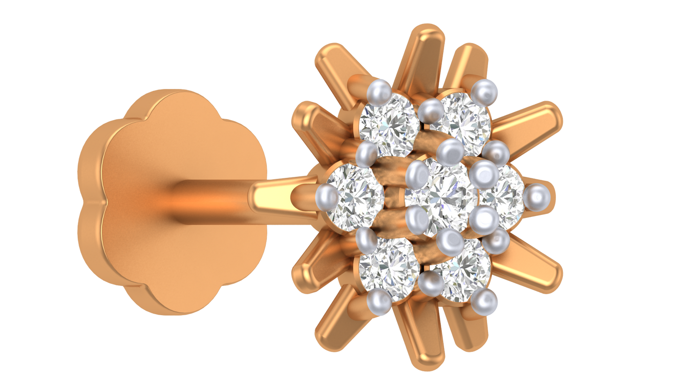 Gold & Diamond Stud Nose Pin KRC80198