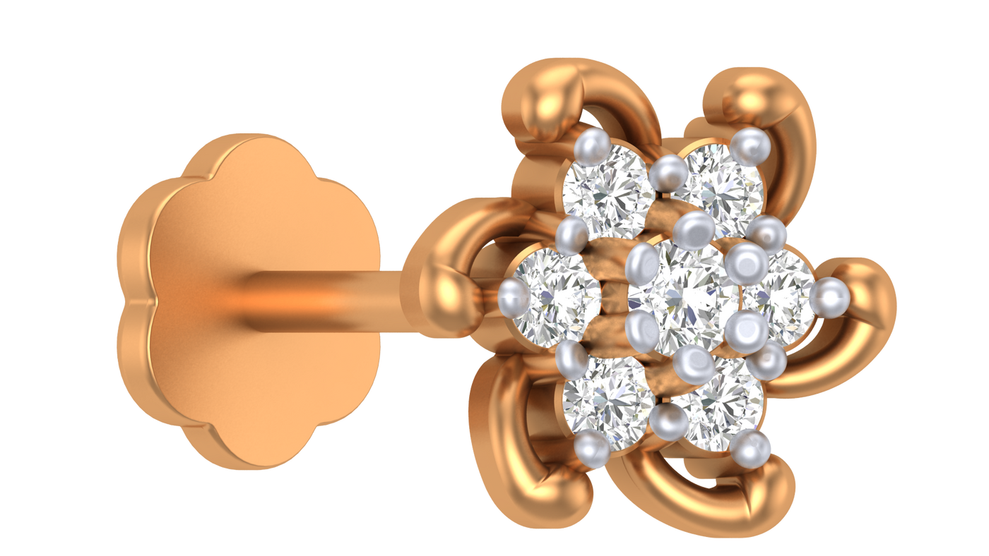 Gold & Diamond Stud Nose Pin KRC80282
