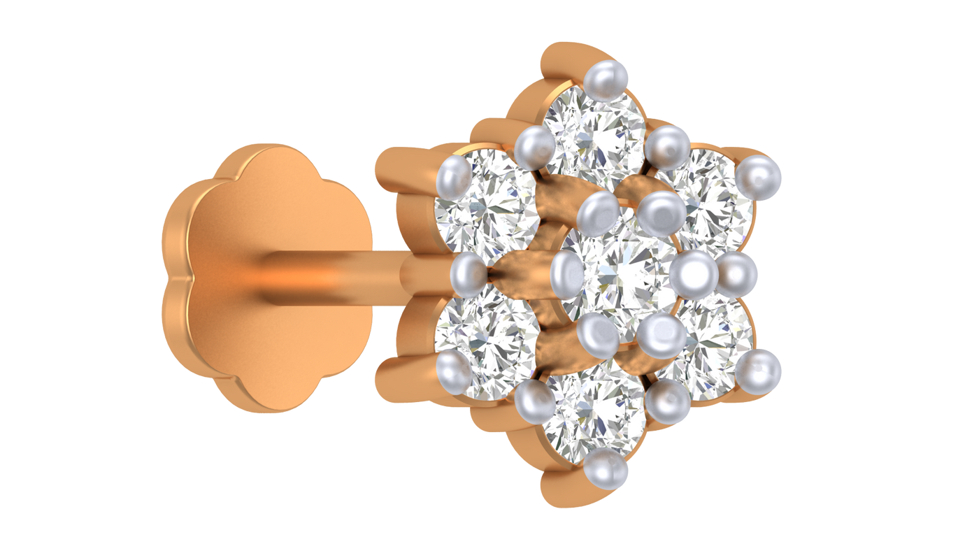 Gold & Diamond Stud Nose Pin KRC80294