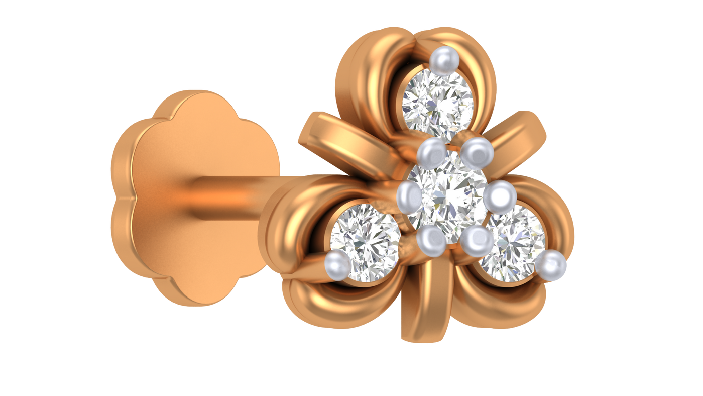 18K Gold & Diamond Stud Nose Pin KRA50011
