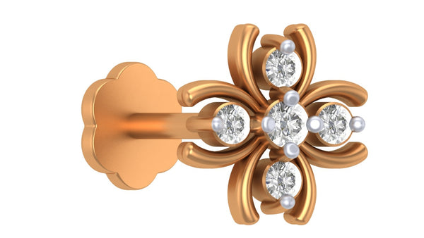 Gold & Diamond Stud Nose Pin KRC80175