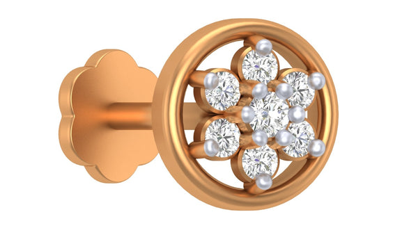 Gold & Diamond Round Nose Pin KRC80172