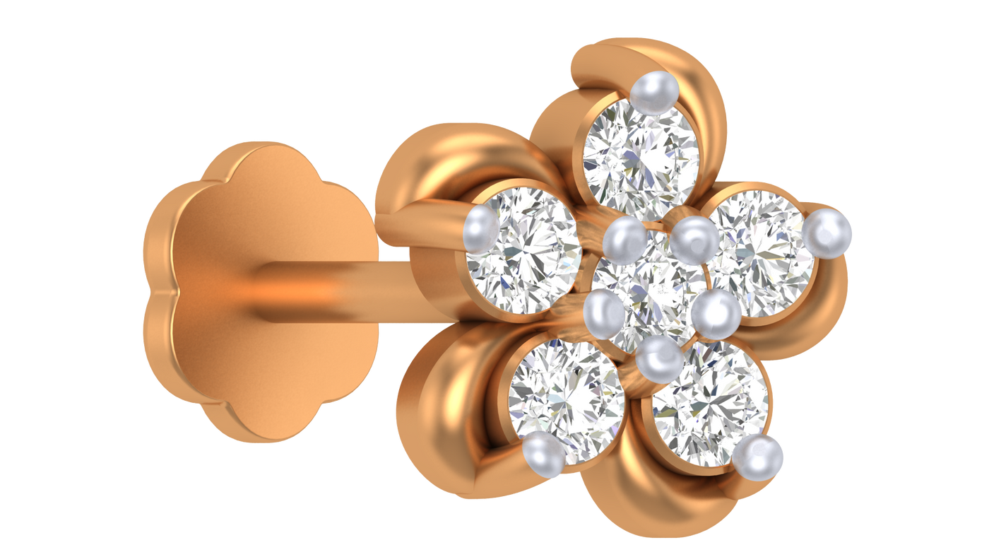 Gold & Diamond Stud Nose Pin KRC80151