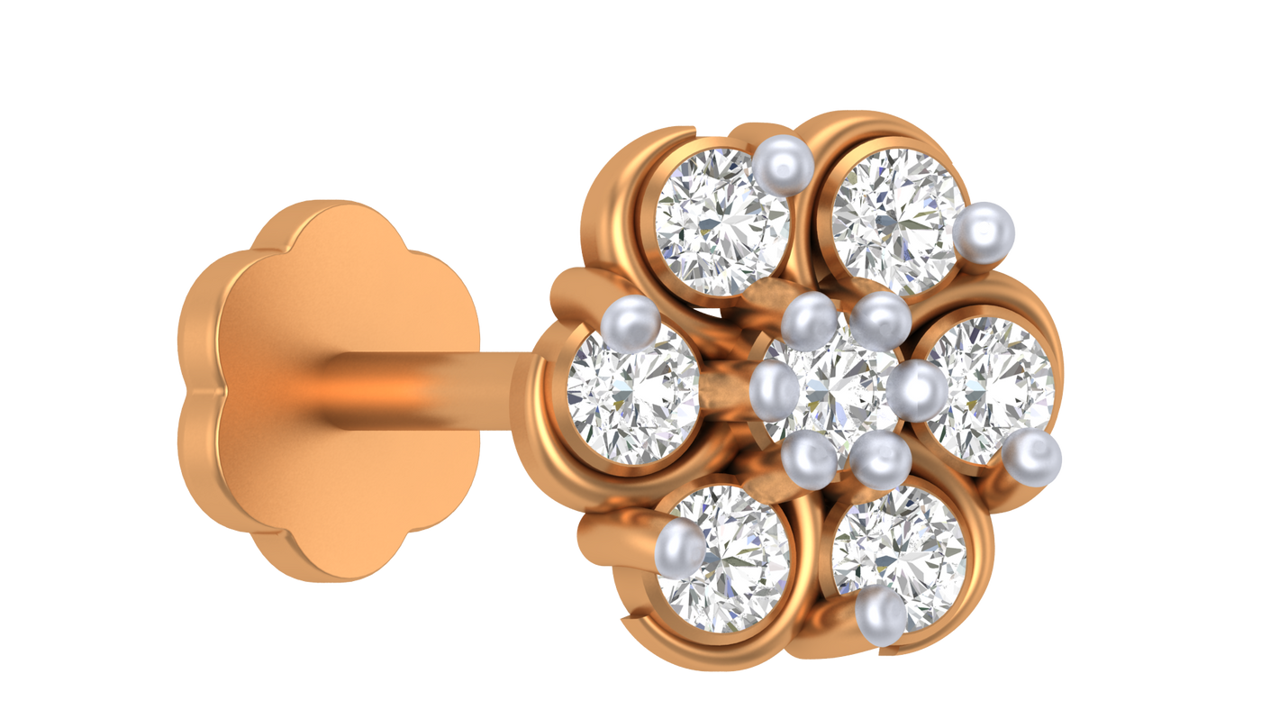 Gold & Diamond Stud Nose Pin KRC80116