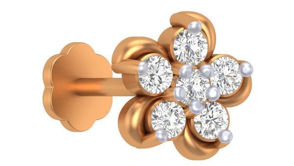 Gold & Diamond Stud Nose Pin KRC80151