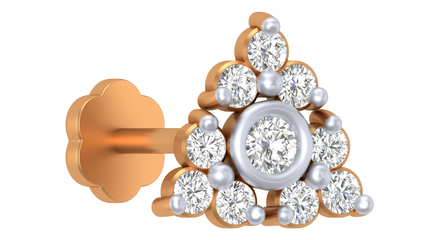 Gold & Diamond Stud Nose Pin KRC80293