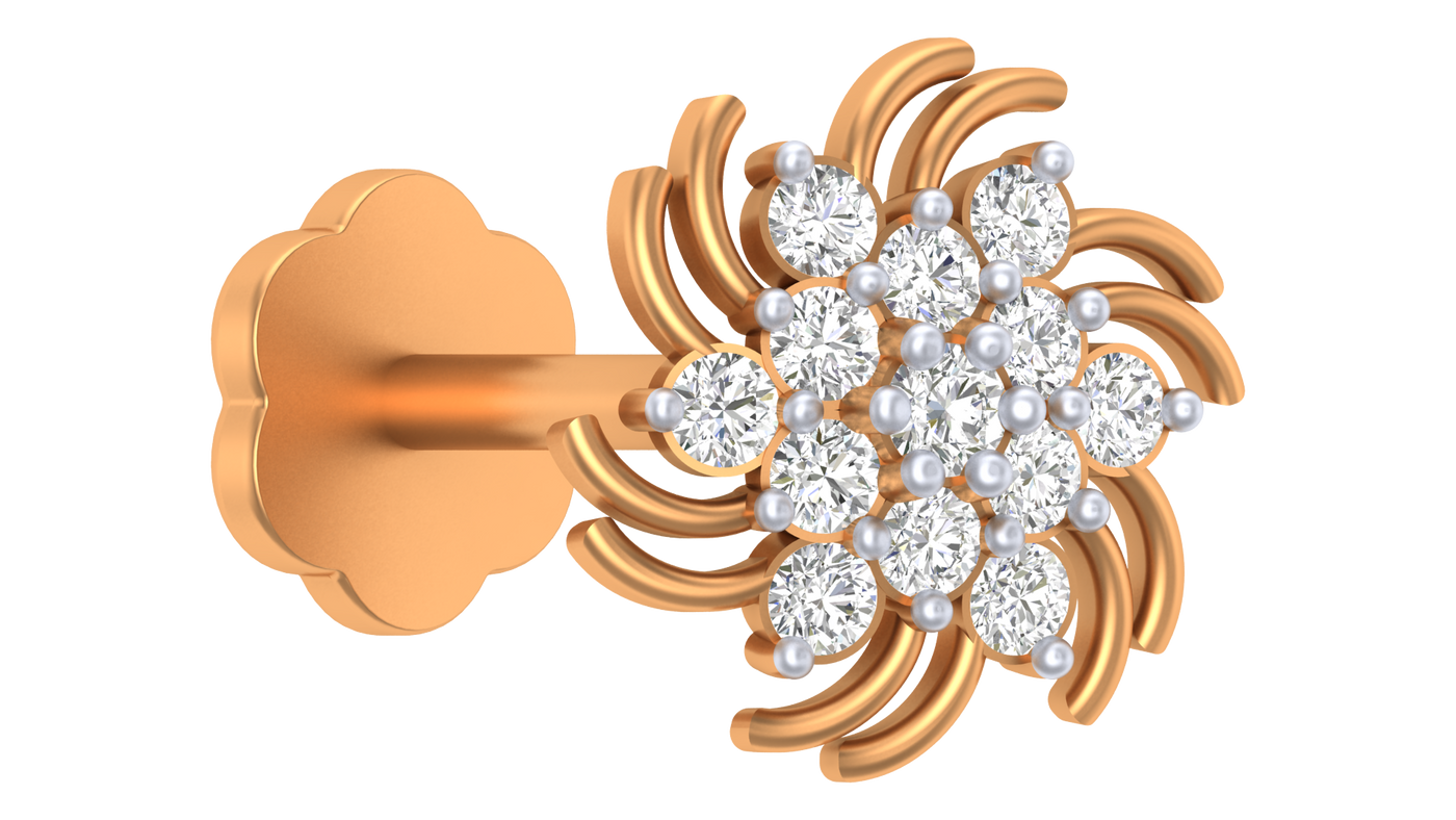 Gold & Diamond Stud Nose Pin KRC80182