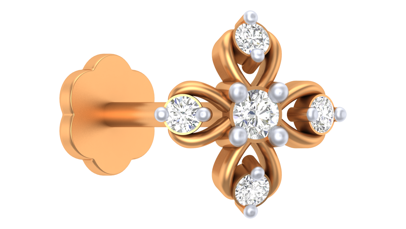 Gold & Diamond Stud Nose Pin KRC80123