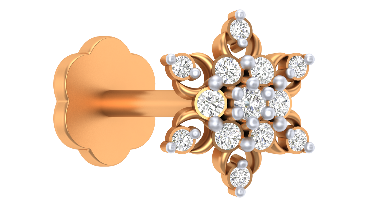 Gold & Diamond Stud Nose Pin KRC80119