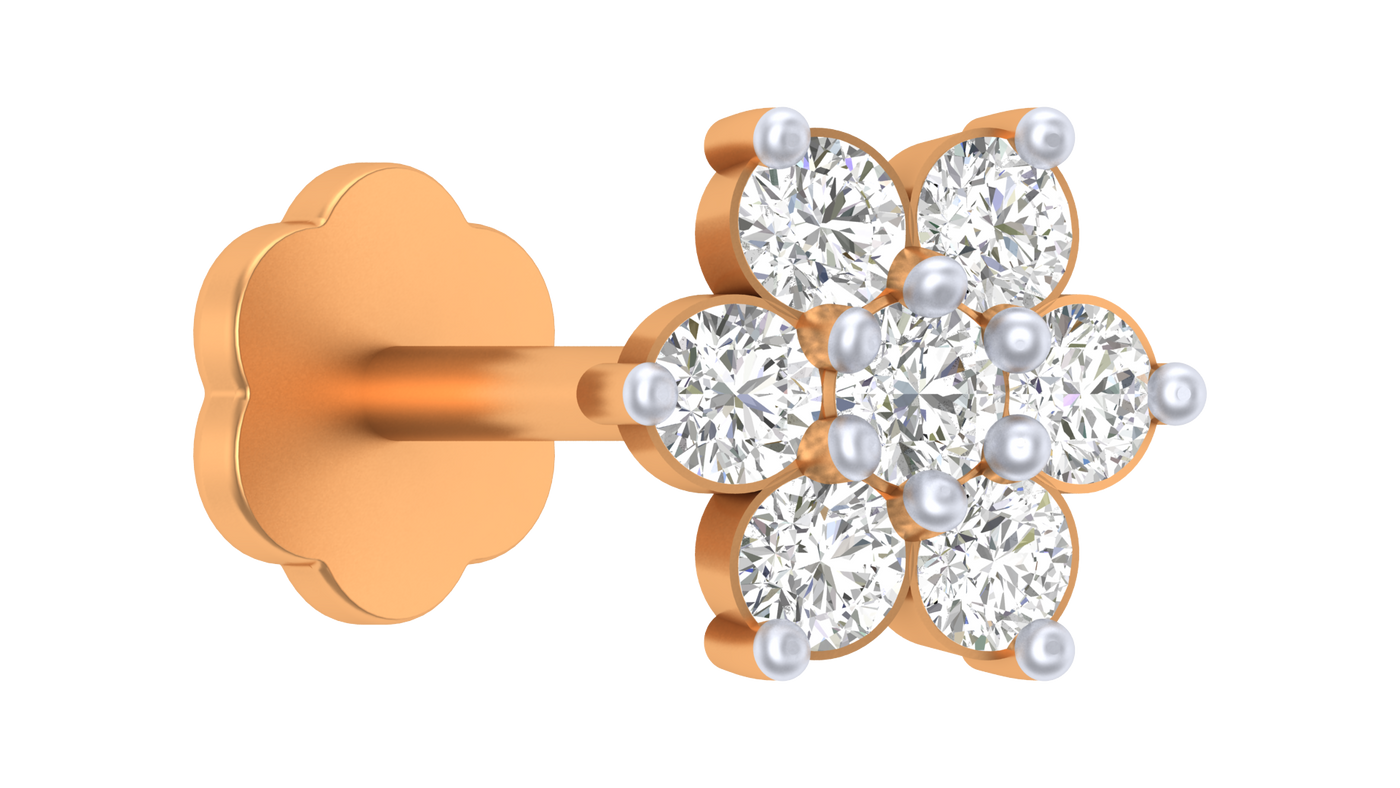 Gold & Diamond Stud Nose Pin KRC80289
