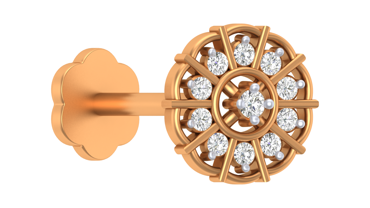 Gold & Diamond Round Nose Pin KRC80141